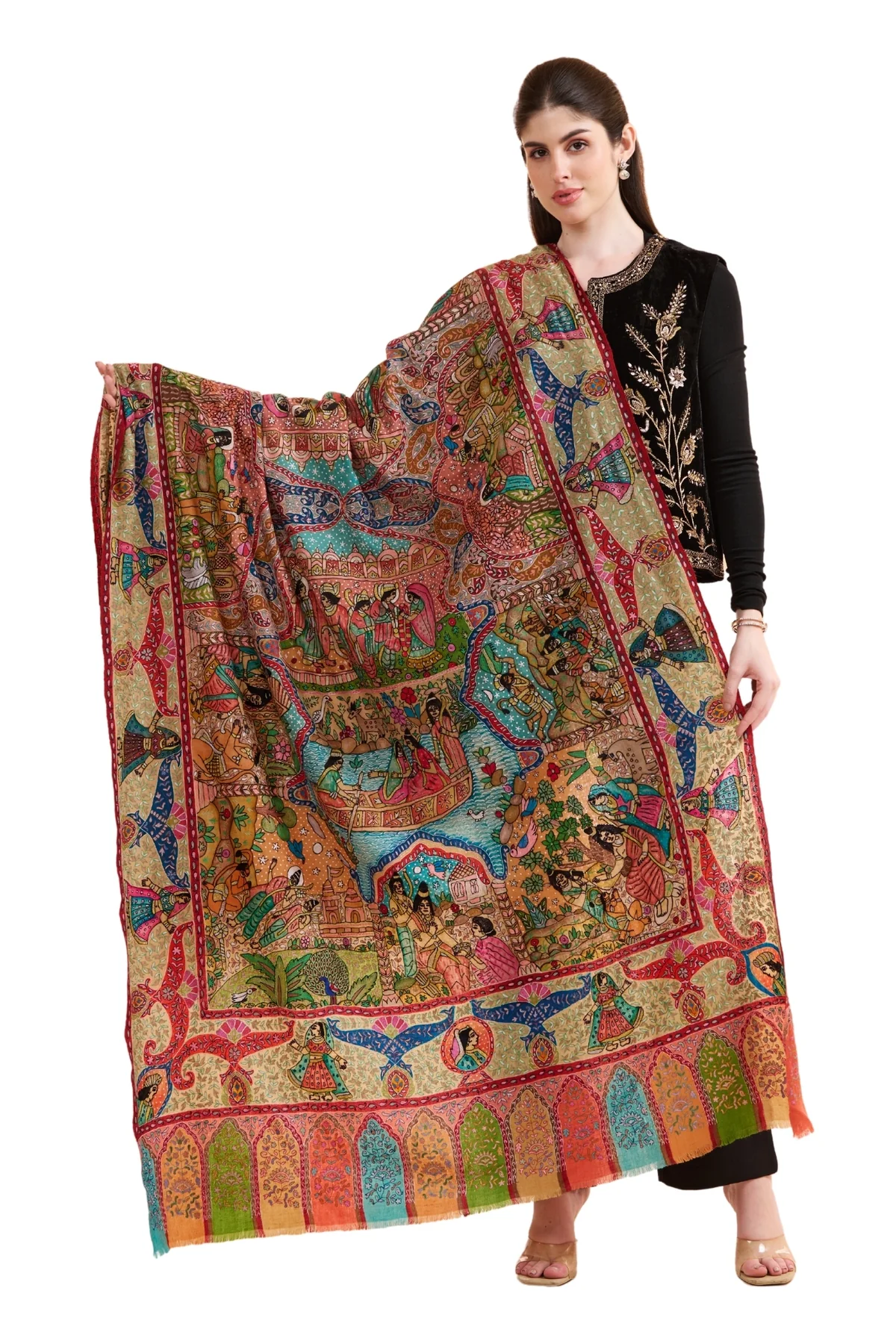 Jamawar Kani Shawl - Red and Gold