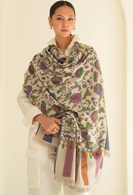 Jamawar Kani Shawl - Red and Gold